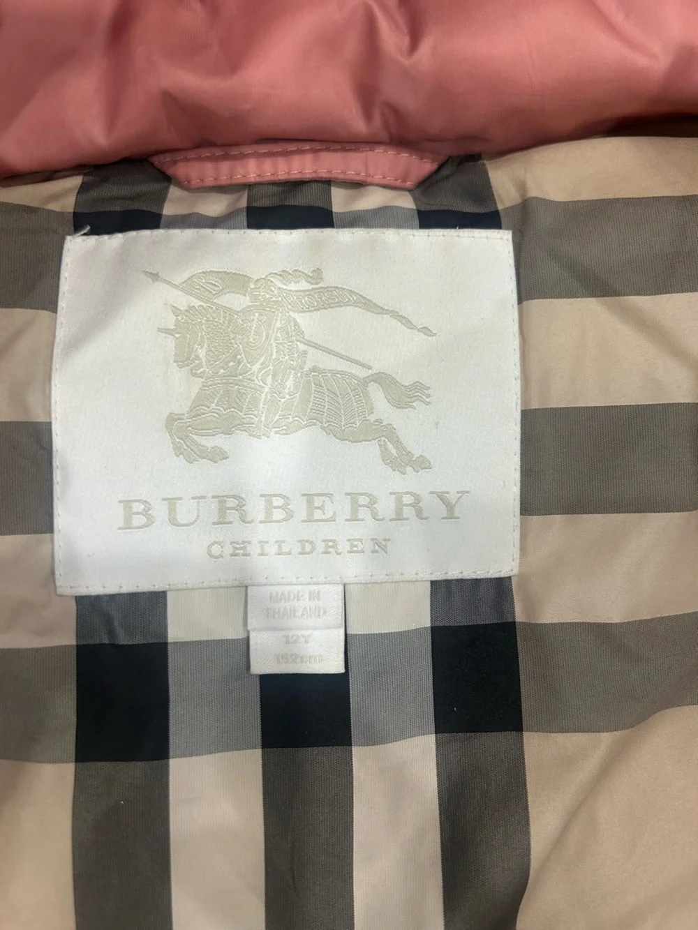 Girls Burberry Children Kids Pink Puffer Vest Size 12Y detachable hood